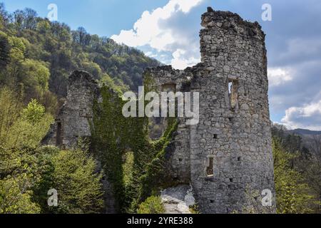 Ruinen der Altstadt Samobor, mittelalterliche Festung oberhalb der Stadt Samobor, Kroatien Stockfoto