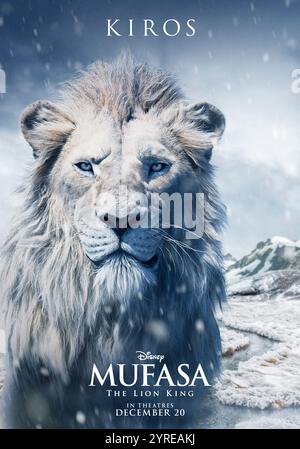 Mufasa: Der König der Löwen (2024) unter der Regie von Barry Jenkins mit Mads Mikkelsen als Kiros. Die junge Prinzessin erfährt die außergewöhnliche Geschichte der Reise ihres Großvaters. NUR FÜR REDAKTIONELLE ZWECKE des Posters mit US-Schriftzeichen. Quelle: BFA / Walt Disney Pictures Stockfoto