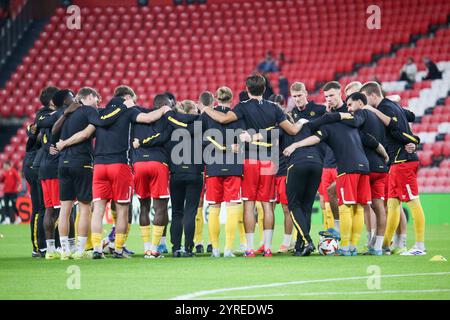 Bilbao, Spanien. November 2024. IF Elfsborg-Spieler jubeln beim fünften Spiel der UEFA Europa League 2024-25 zwischen Athletic Club und IF Elfsborg am 28. November 2024 im San Mamés Stadion in Bilbao, Spanien. (Foto: Alberto Brevers/Pacific Press/SIPA USA) Credit: SIPA USA/Alamy Live News Stockfoto