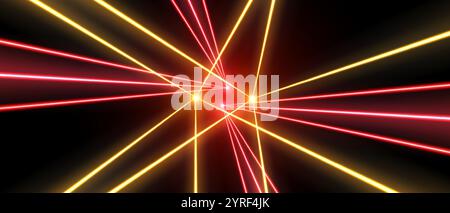 Laserstrahlen oder -Strahlen, leuchtende Neonlinien, heller futuristischer Hintergrund Stock Vektor