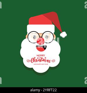 Klassisches Weihnachtsmann-Porträt mit Brille Stock Vektor