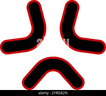 Symbol für kreuzende Venen. Symbol für Wut- oder Irritationseffekte in Comics im Anime- oder Manga-Stil. Wütende Emotion-Zeichentrickschild isoliert auf weißem Hintergrund. Manpu-Piktogramm. Illustration der Vektorabwicklung. Stock Vektor