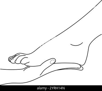 Schöne Frau Füße und Hand, Pedicure Spa weibliche Füße. Elegante Damenbeine in trendigem, minimalistischem Stil. Handgezeichnet in dünner Linie Stock Vektor