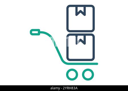 Logistiksymbol. Liniensymbolstil. Warenkorb mit Produkt. Symbol für Beschaffung. Vektordarstellung der Elemente des Beschaffungsmanagements Stock Vektor