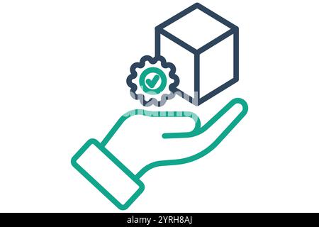 Produktsymbol. Liniensymbolstil. Symbol für Beschaffung. Vektordarstellung der Elemente des Beschaffungsmanagements Stock Vektor