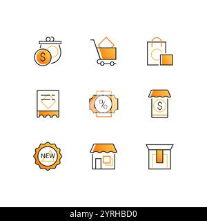 Online Shopping - Line Design style Icons einstellen Stock Vektor