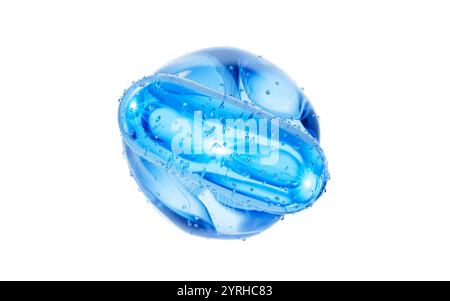Transparente medizinische Kapsel und Wasserblasen, 3D-Rendering. 3D-Abbildung. Stockfoto