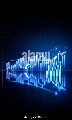 Statistisches Diagramm mit Business Finance-Konzept, 3D-Rendering. 3D-Abbildung. Stockfoto