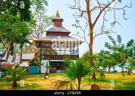 DONSAO, LAOS - 10. MAI 2019: Donsao (Don Sao) Touristenmarkt im Goldenen Dreieck, am 10. Mai in Donsao, Laos Stockfoto