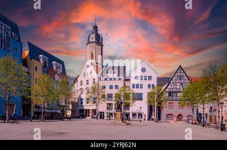 Blick auf den Skyline Marktplatz im Zentrum von Jena in thüringen Stockfoto