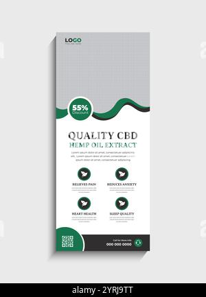 Hanf CBD Öl Stand Roll Up Banner Template Design Stock Vektor