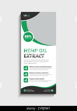 Hanf CBD Öl Stand Roll Up Banner Template Design Stock Vektor