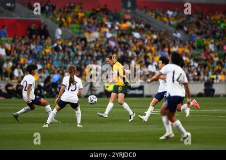 MELBOURNE, AUSTRALIEN. Dezember 2024. Im Bild: Emily Van Egmond von den australischen Matildas während des Australia Matildas vs Chinese Taipei International Friendly im AAMI Park in Melbourne am 4. Dezember 2024. Quelle: Karl Phillipson/Alamy Live News Stockfoto