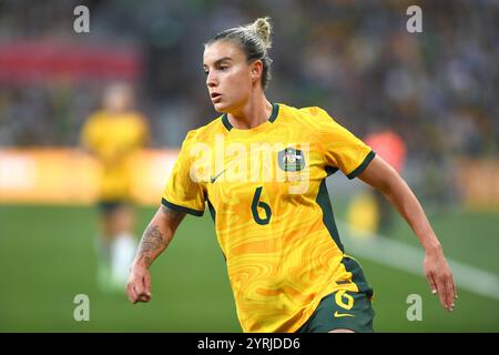 MELBOURNE, AUSTRALIEN. Dezember 2024. Im Bild: Chloe Logarzo von den australischen Matildas während des Australia Matildas vs Chinese Taipei International Friendly im AAMI Park in Melbourne am 4. Dezember 2024. Quelle: Karl Phillipson/Alamy Live News Stockfoto