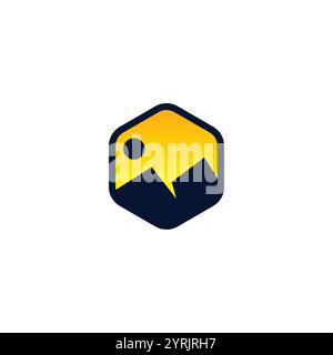 Berg Sonne Symbol Vektor Illustration Stock Vektor