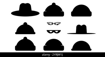 Inkognito-Symbole. Sammlung anonymer und Fremder Stock Vektor