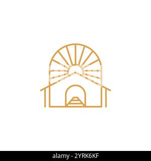 Vektorillustration für Home und Sun Logo. Symbol Des Sunset House Stock Vektor