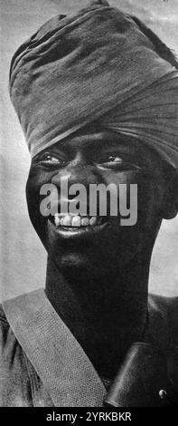 Sudanesischer afrikanischer Soldat, während des Zweiten Weltkriegs, 1940. Stockfoto