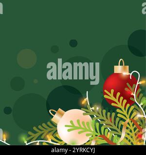 Weihnachtsdekoration mit glühenden Ornamenten Vektor Stock Vektor