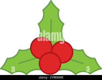 Stechpalmenblätter und rote Beeren Weihnachtsvektor Stock Vektor