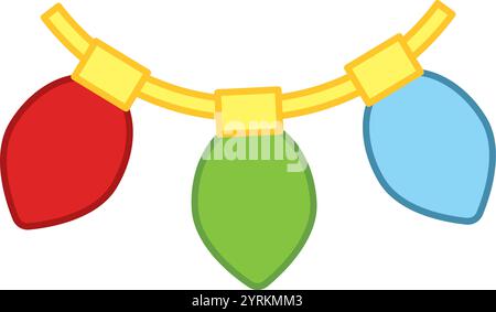 Kette von bunten Weihnachtslichtern Illustration Vektor Stock Vektor