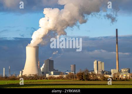 Das STEAG Kohlekraftwerk Duisburg-Walsum, auf dem Gelände der ehemaligen Zeche Walsum, am Rhein, Block 10 in Betrieb, 181 Meter hohe Kooline Stockfoto