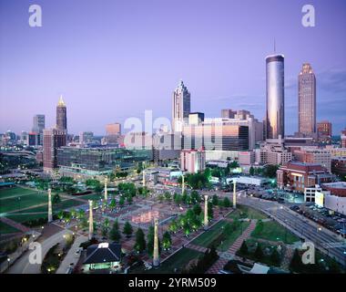 Downtown Skyline am Abend vom CNN Center. Atlanta. Georgien, USA Stockfoto
