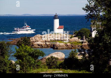 Annisquam Leuchtturm. Vormittag. Gloucester. Kap Ann. Massachusetts. USA. Stockfoto