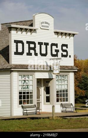 Living History Farms Museum - 1800er Jahre Shafer Drugstore. Des Moines. Iowa. USA. Stockfoto