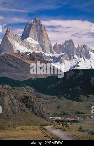 El Chalten, Fitz Roy Peak (3440 m), Los Glaciares National Park. Patagonien, Argentinien Stockfoto