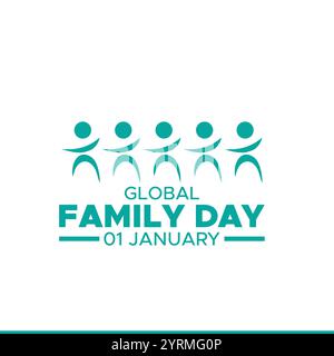 Globaler Familientag, 1. januar. Vektorvorlage für Banner, Grußkarte, Poster des Weltfamilientages. Globale Vektorillustration für Familientage. Stock Vektor
