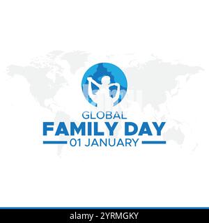Globaler Familientag, 1. januar. Vektorvorlage für Banner, Grußkarte, Poster des Weltfamilientages. Globale Vektorillustration für Familientage. Stock Vektor