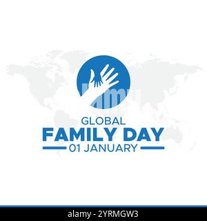 Globaler Familientag, 1. januar. Vektorvorlage für Banner, Grußkarte, Poster des Weltfamilientages. Globale Vektorillustration für Familientage. Stock Vektor