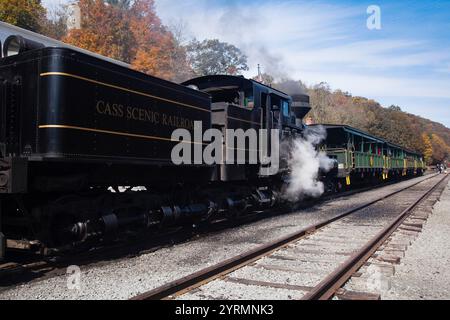 USA, Westvirginia, Cass, Cass Scenic Railroad Staatspark, Dampfzug Stockfoto