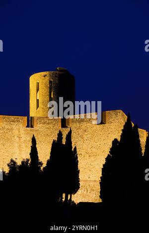 Frankreich, Languedoc-Roussillon, Pyrenäen-Orientales Abteilung, Vermillion Küstenlandschaften, Collioure, Fort St-Elme, 13. Jahrhundert Stockfoto