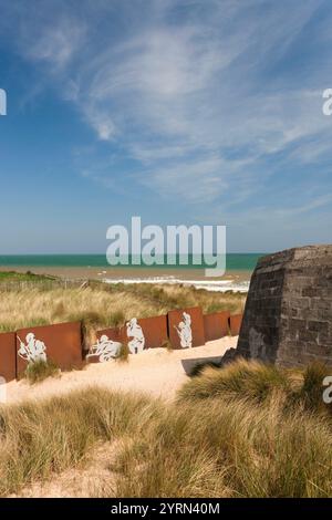 Frankreich, Normandie, Calvados, D-Day Strände, Courseulles-sur-Mer, Juno Beach site von WW2D-Day Invasion, Ruinen von deutschen Bunker Stockfoto