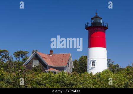 USA, Massachusetts, Cape Cod, Eastham, Nauset Light, Leuchtturm. Stockfoto