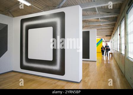 USA, Massachusetts, North Adams, Mass MOCA, Massachusetts Museum of Contemporary Art, ehemalige Mühlengebäude wurden in ein Kunstmuseum umgewandelt, Gemälde von so Stockfoto