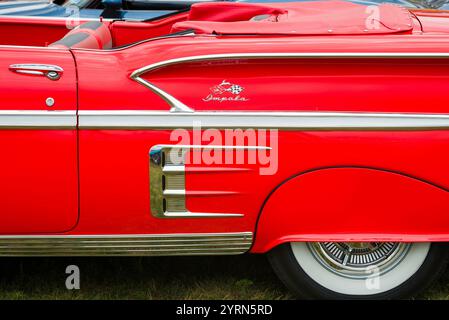 USA, Massachusetts, Cape Ann, Gloucester, Antique Car Show, klassisches Chevrolet-Detail. Stockfoto