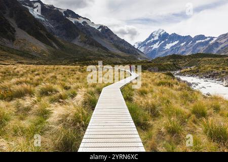 Neuseeland, Südinsel, Canterbury, Aoraki-Mt. Cook National Park, Hooker Valley Wanderung. Stockfoto