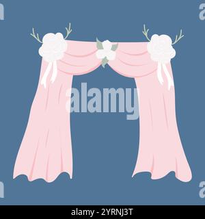 Rosa Hochzeitsbogen mit weißen Blumen. Stock Vektor