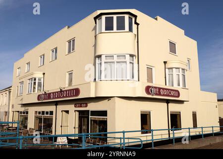 Caffe Bertorelli in Newbiggin-by-the-Sea, Northumberland, England. Stockfoto