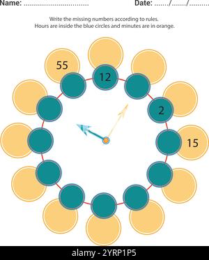 Übungsblatt Für Analoge Uhr Stock Vektor