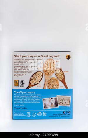 Olyra Frühstücksgebäck aus altgriechischen Körnern wie Dinkel und Lupine. Stockfoto