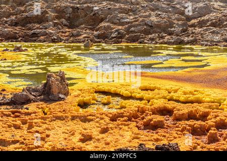 Bunte Säure in Dallol, Danakil-Depression, Äthiopien Stockfoto