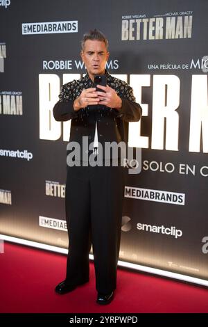 Madrid, Spanien. Dezember 2024. Robbie Williams besucht am 4. Dezember 2024 die Premiere von Better man im Capitol Cinema in Madrid. Quelle: Album/Alamy Live News Stockfoto