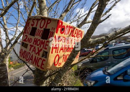 Anti-Second Home-Protest in St. Agnes, Cornwall. Stockfoto