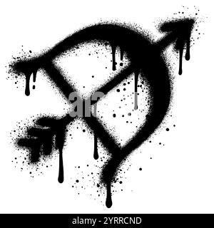 Graffiti-Spray lackierte Schleife mit Pfeil. Hochzeits- und valentinstag-Konzept. Stock Vektor