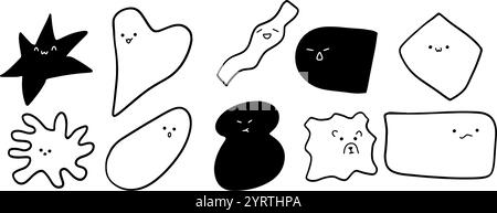Handgezeichnetes Emoji | abstrakte Form Set Illustration | minimalistischer Doodle Vektor für Spaß und kreative Designs Stock Vektor