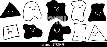 Handgezeichnetes Emoji | abstrakte Form Set Illustration | minimalistischer Doodle Vektor für Spaß und kreative Designs Stock Vektor